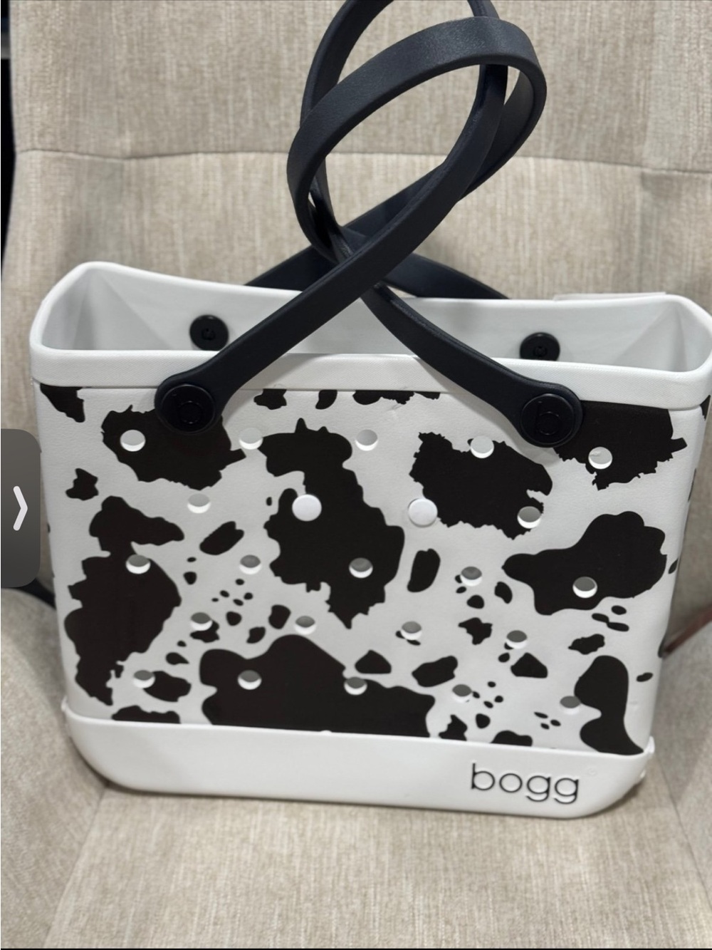 Bogg Black & White Cow Print Tote Bag - Picture 3 of 3